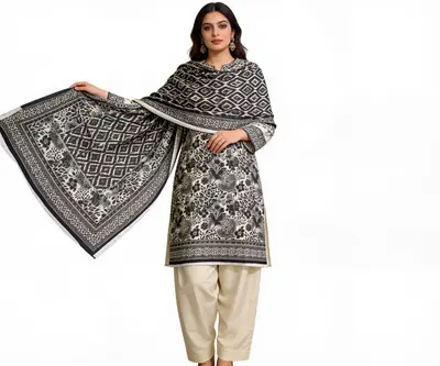 Stylish 3 Pcs Women's Unstitched Lawn Digital Print Suit thumbnail 9