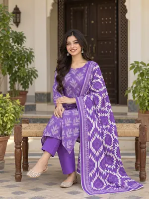Stylish 3 Pcs Women's Unstitched Lawn Digital Print Suit thumbnail 6