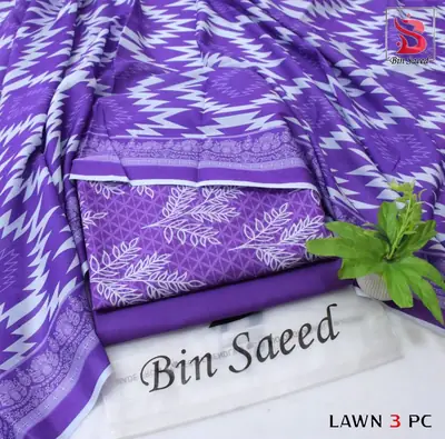 Stylish 3 Pcs Women's Unstitched Lawn Digital Print Suit thumbnail 7