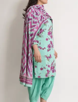 Stylish 3 Pcs Women's Unstitched Lawn Digital Print Suit thumbnail 8