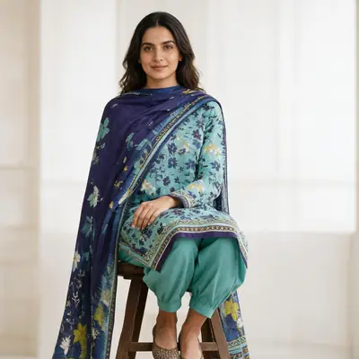 Stylish 3 Pcs Women's Unstitched Lawn Digital Print Suit thumbnail 4
