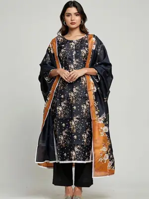 Stylish 3 Pcs Women's Unstitched Lawn Digital Print Suit thumbnail 5