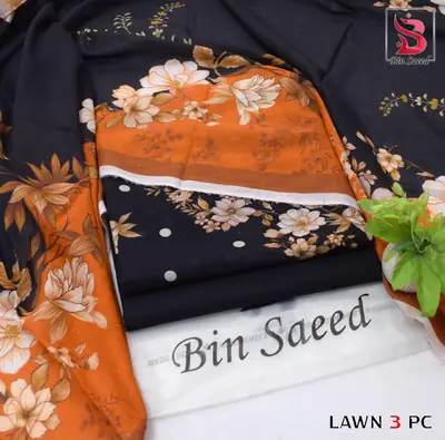Stylish 3 Pcs Women's Unstitched Lawn Digital Print Suit thumbnail 6