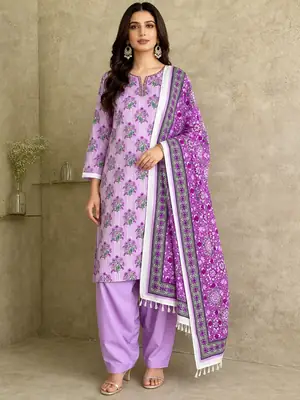 Stylish 3 Pcs Women's Unstitched Lawn Digital Print Suit