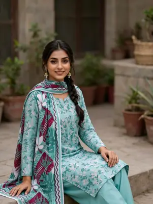 Stylish 3 Pcs Women's Unstitched Lawn Digital Print Suit thumbnail 7