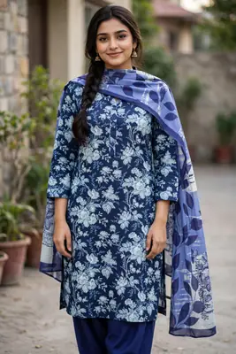 Stylish 3 Pcs Women's Unstitched Lawn Digital Print Suit