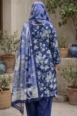 Stylish 3 Pcs Women's Unstitched Lawn Digital Print Suit thumbnail 4