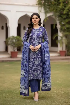 Stylish 3 Pcs Women's Unstitched Lawn Digital Print Suit