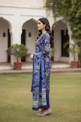 Stylish 3 Pcs Women's Unstitched Lawn Digital Print Suit thumbnail 2