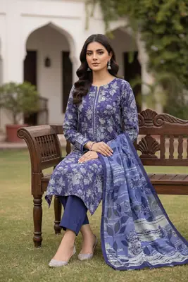 Stylish 3 Pcs Women's Unstitched Lawn Digital Print Suit thumbnail 6