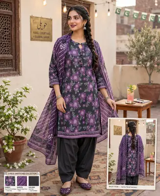 Stylish 3 Pcs Women's Unstitched Khaddar Digital Print Suit