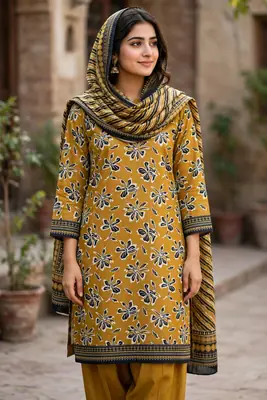 Stylish 3 Pcs Women's Unstitched Khaddar Digital Print Suit