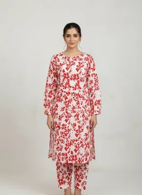 Women Unstitched Printed Suit White 2 Pcs Micro Polo Cotton