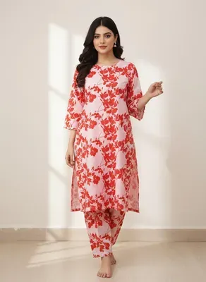 Women Unstitched Printed Suit White 2 Pcs Micro Polo Cotton thumbnail 6