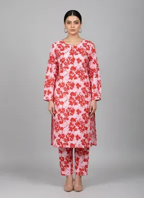 Women Unstitched Printed Suit White 2 Pcs Micro Polo Cotton thumbnail 5