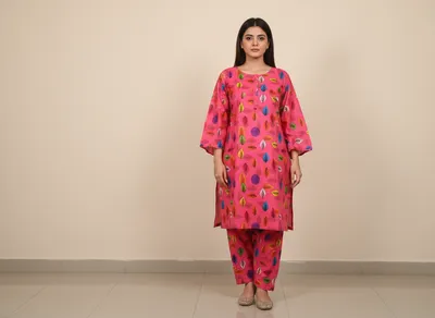 Stylish 2 Pcs Women's Unstitched Printed Suit thumbnail 9