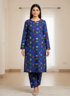 Stylish 2 Pcs Women's Unstitched Printed Suit thumbnail 2