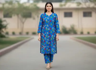 Stylish 2 Pcs Women's Unstitched Printed Suit thumbnail 7
