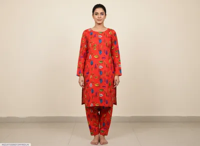Stylish 2 Pcs Women's Unstitched Printed Suit