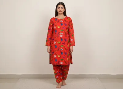 Stylish 2 Pcs Women's Unstitched Printed Suit thumbnail 2