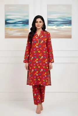 Stylish 2 Pcs Women's Unstitched Printed Suit thumbnail 5