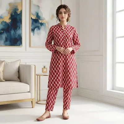 Stylish 2 Pcs Women's Unstitched Printed Suit thumbnail 4