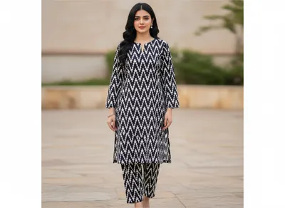 Stylish 2 Pcs Women's Unstitched Printed Suit thumbnail 2