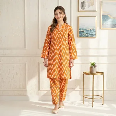 Stylish 2 Pcs Women's Unstitched Printed Suit thumbnail 3