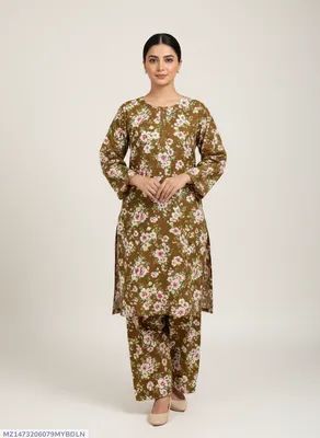 Stylish 2 Pcs Women's Unstitched Printed Suit