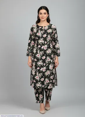 Stylish 2 Pcs Women's Unstitched Printed Suit