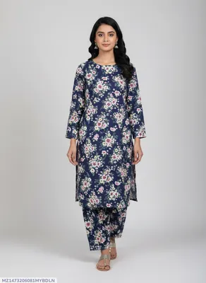 Stylish 2 Pcs Women's Unstitched Printed Suit