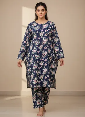 Stylish 2 Pcs Women's Unstitched Printed Suit thumbnail 3