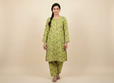 Stylish 2 Pcs Women's Unstitched Printed Suit thumbnail 8