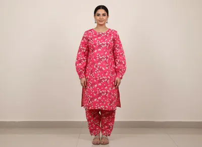 Stylish 2 Pcs Women's Unstitched Printed Suit thumbnail 8
