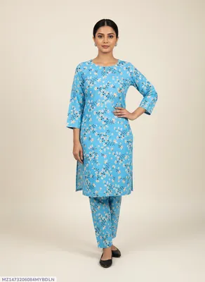 Stylish 2 Pcs Women's Unstitched Printed Suit
