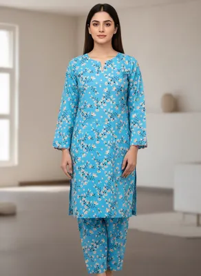 Stylish 2 Pcs Women's Unstitched Printed Suit thumbnail 5