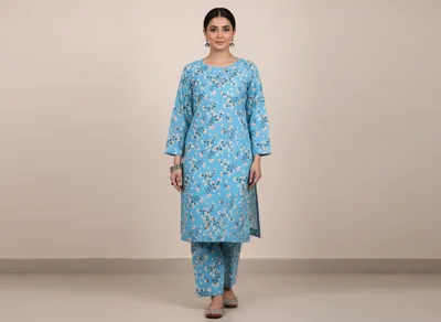Stylish 2 Pcs Women's Unstitched Printed Suit thumbnail 9