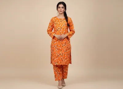 Stylish 2 Pcs Women's Unstitched Printed Suit thumbnail 10