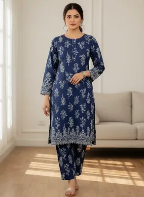 Stylish 2 Pcs Women's Unstitched Printed Suit thumbnail 8