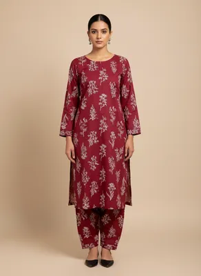 Stylish 2 Pcs Women's Unstitched Printed Suit thumbnail 2