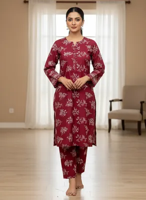 Stylish 2 Pcs Women's Unstitched Printed Suit thumbnail 7
