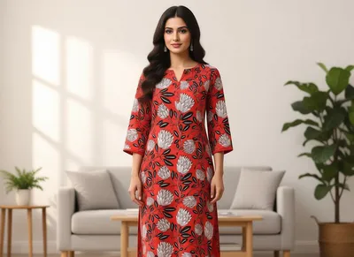 Stylish 2 Pcs Women's Unstitched Printed Suit thumbnail 5
