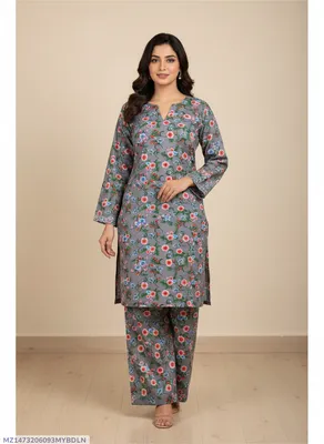 Stylish 2 Pcs Women's Unstitched Printed Suit