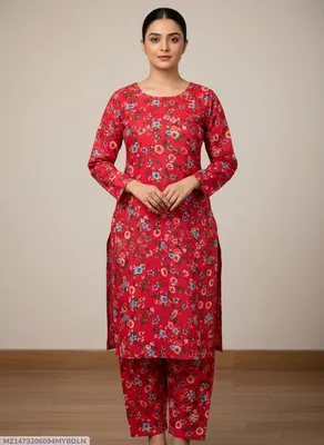 Stylish 2 Pcs Women's Unstitched Printed Suit