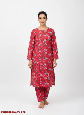 Stylish 2 Pcs Women's Unstitched Printed Suit thumbnail 2