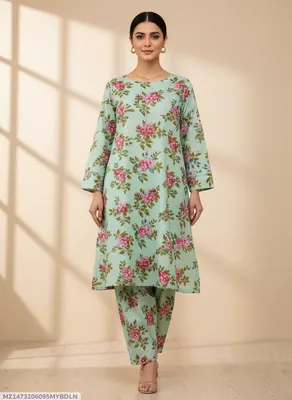 Stylish 2 Pcs Women's Unstitched Printed Suit