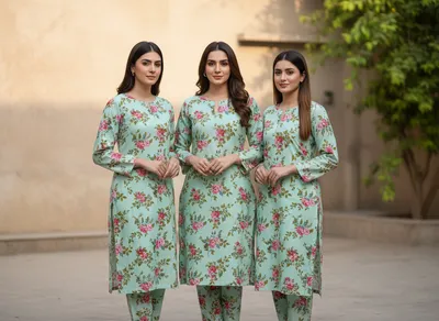 Stylish 2 Pcs Women's Unstitched Printed Suit thumbnail 4