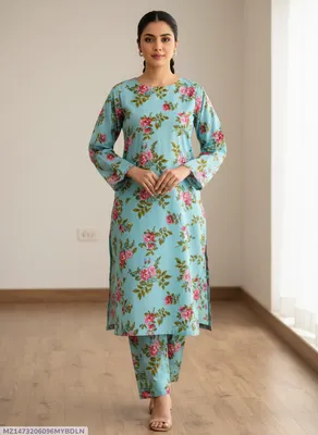 Stylish 2 Pcs Women's Unstitched Printed Suit thumbnail 1