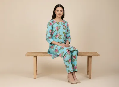 Stylish 2 Pcs Women's Unstitched Printed Suit thumbnail 4