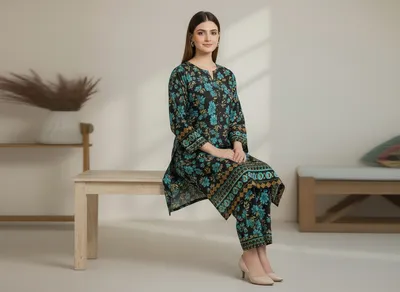 Stylish 2 Pcs Women's Unstitched Printed Suit thumbnail 4